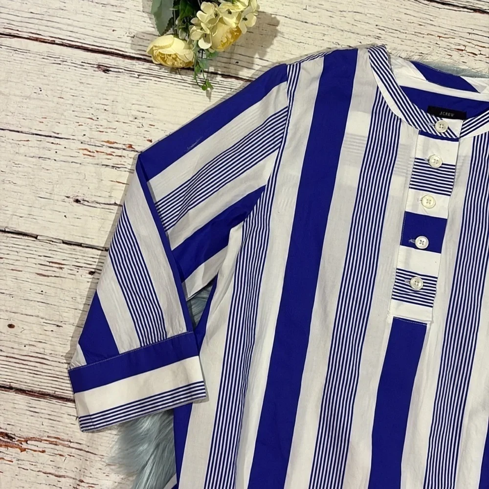 J. Crew nautical Button-front cotton poplin tunic in stripe